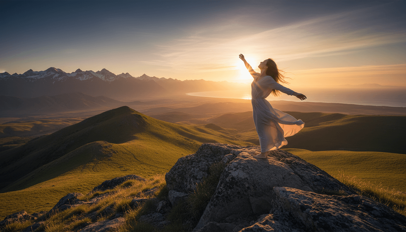 Silhouetted figure against expansive horizon symbolizing resilience and strength