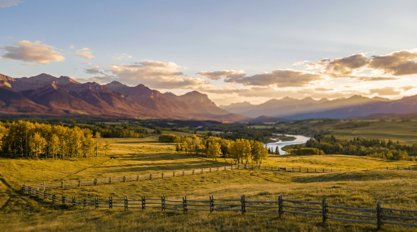 Man standing on bridge overlooking Edmonton at golden hour, contemplative pose