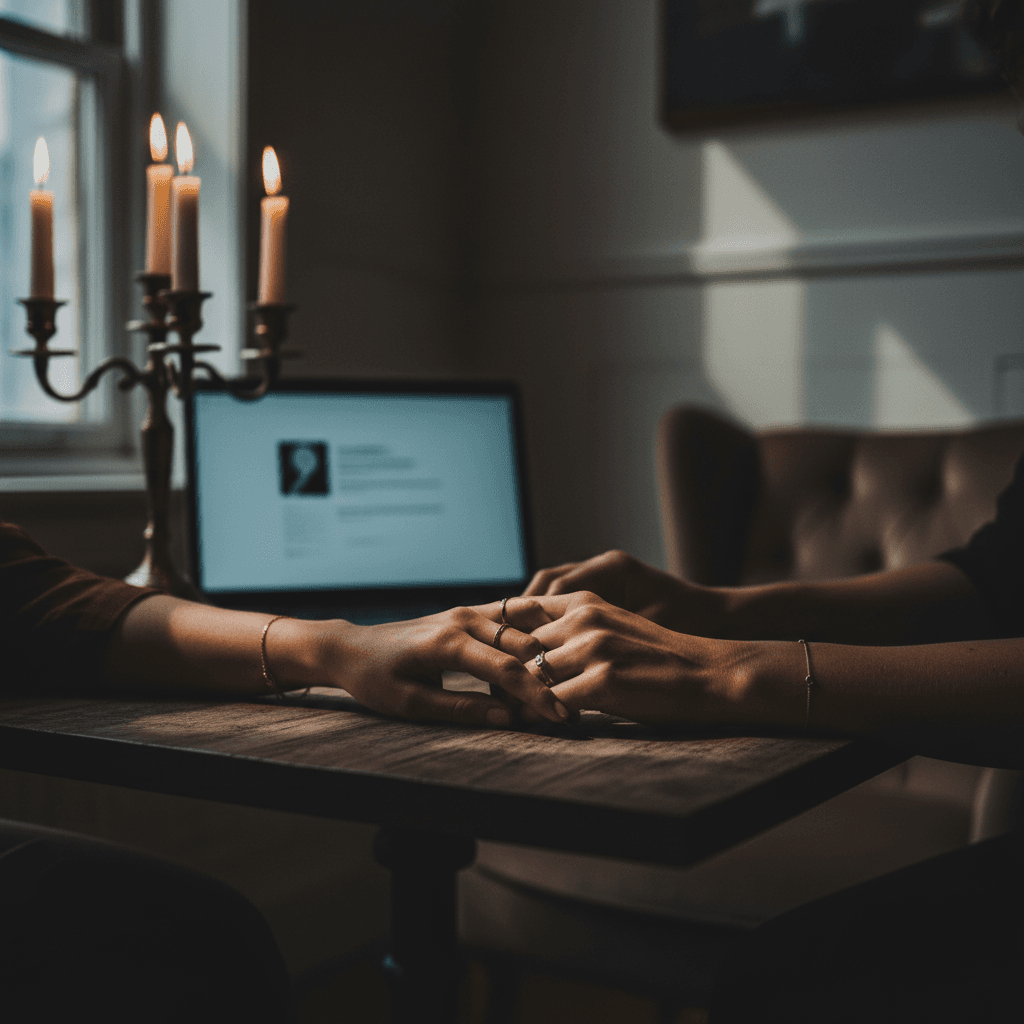 Hands clasped in a moment of human connection and trust