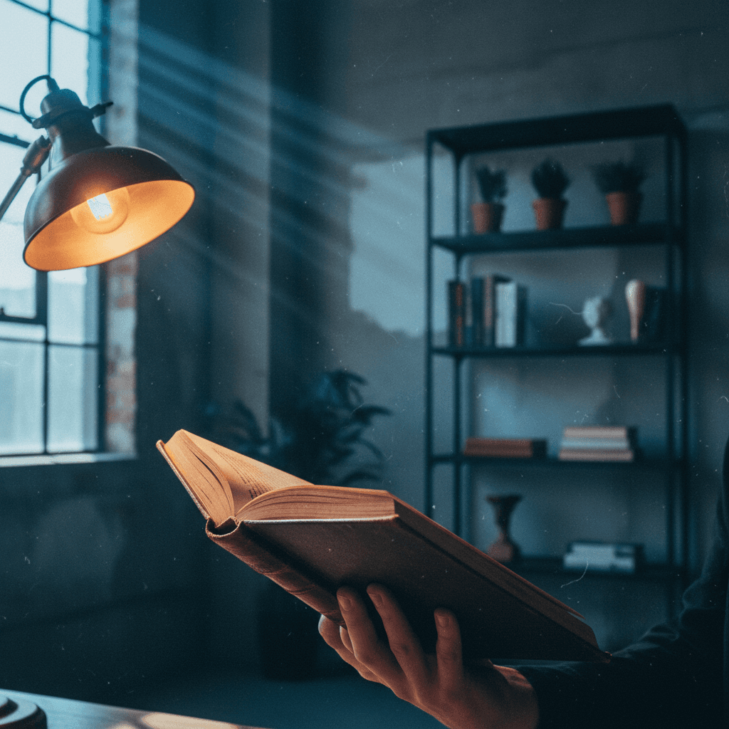 Close-up of Cody Lakevold holding his book Longship at a media event