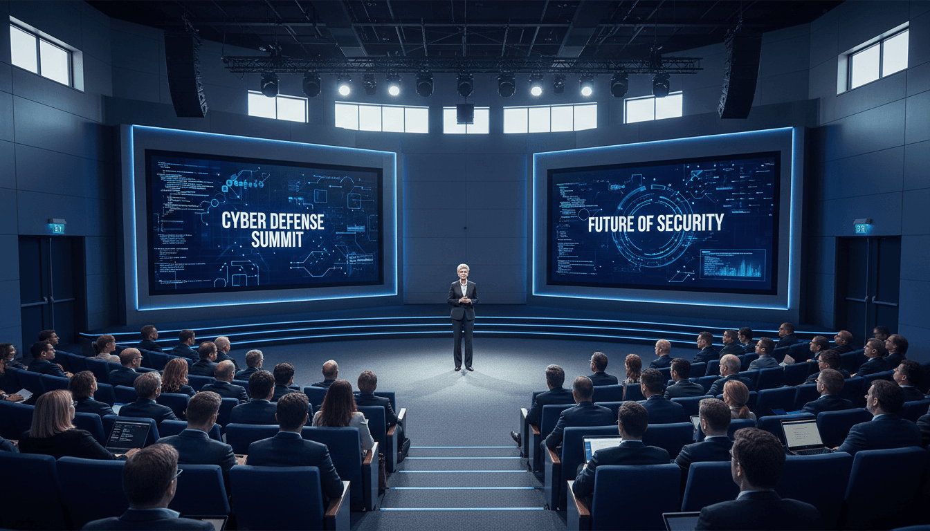 Cody Lakevold captured at a professional media or speaking event venue